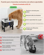 UPSKY Fuente de agua elevada para perros sin derrames de 11L con 4 alturas