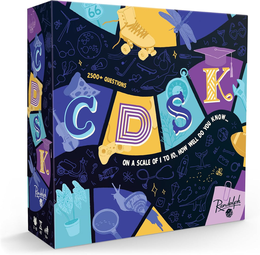 Randolph CDSK | Divertido juego de fiesta de trivia para adolescentes y adultos | Ideal para noches de juego y grupos grandes | Desafío de dos jugadores o equipo | Más de 2500 preguntas de trivia | A partir de 14 años | 2 a 16 jugadores | 45 minutos