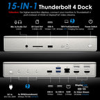 WAVLINK Base Thunderbolt 4 con carga de 100 W, estación de acoplamiento Displaylink Monitor Quad 4K @60Hz, 3 puertos Thunderbolt 4, Ethernet 2.5G, Base Thunderbolt para Mac M1-M4 y PC, controlador