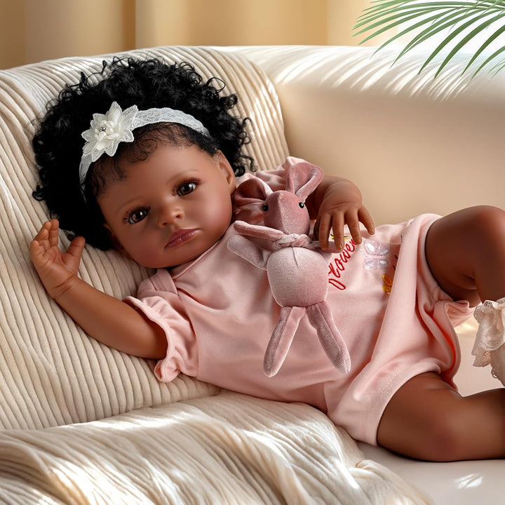 BABESIDE Muñecas de bebé negras, muñeca de bebé realista de 20 pulg...