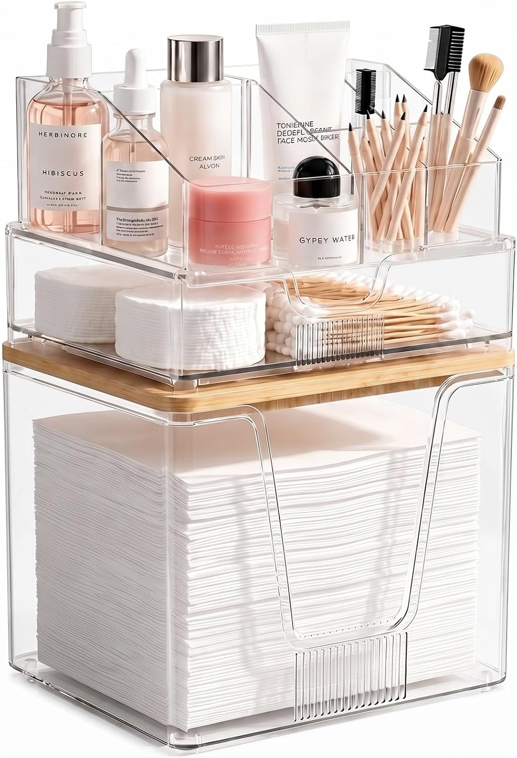 SPOSPO Toallero facial desechable 3 en 1 y organizador de maquillaje