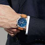 SAPPHERO Relojes cronógrafos para hombre, reloj analógico de acero inoxidable casual original para negocios, 50M, impermeable, luminoso, con esfera de fecha, regalo para hombre