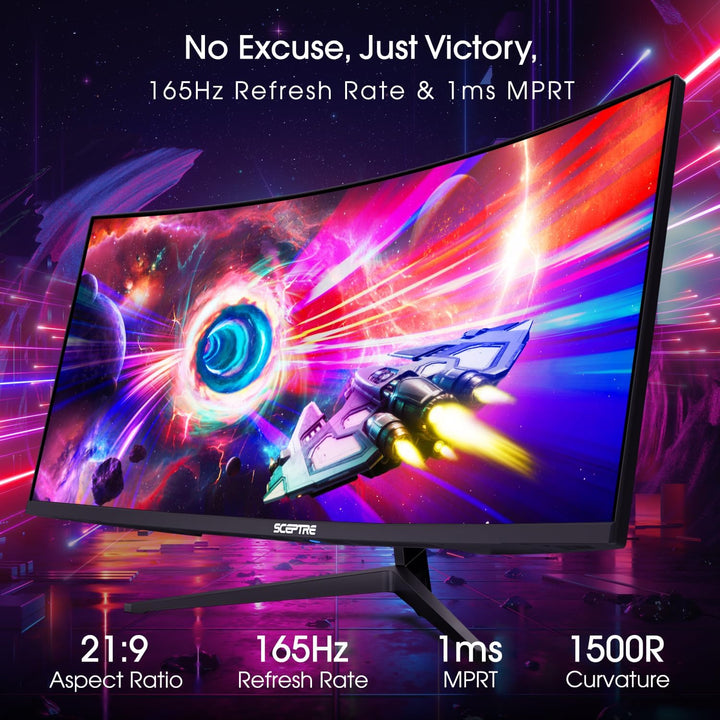 Sceptre - Monitor curvo ultra ancho de 34 pulgadas WQHD 3440 x 1440...