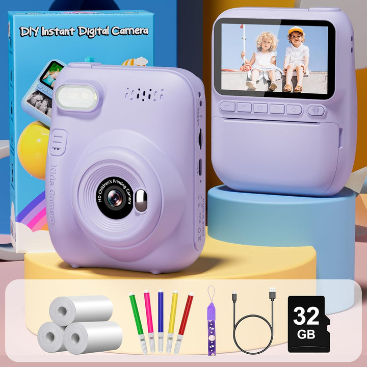 Cámara de impresión instantánea para niños, cámara HD de 32MP de 3....