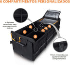 HEYTRIP Organizador grande de maletero con bolsa térmica integrada a prueba de fugas, 2 correas de sujeción, 4 divisores extraíbles, funda plegable, construido con tablero de PE de 2 mm
