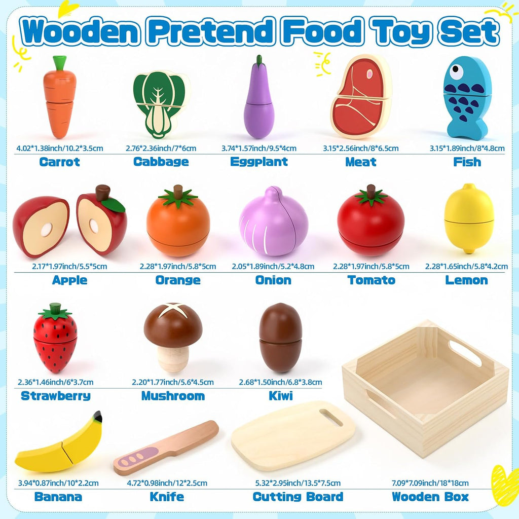 Juguetes de madera para niños, accesorios de cocina de juego de simulación