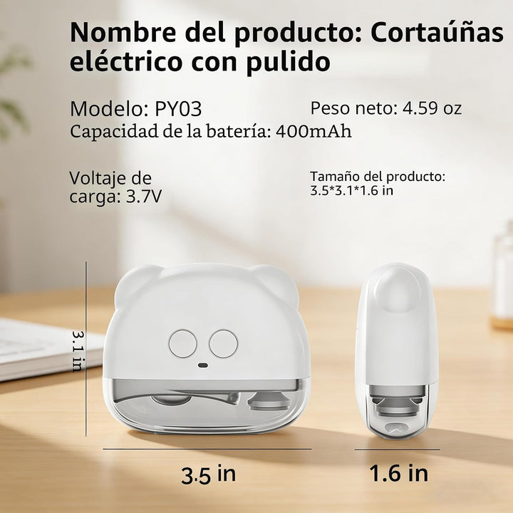 Cortaúñas eléctrico, recortador de uñas eléctrico con luz LED y lim...
