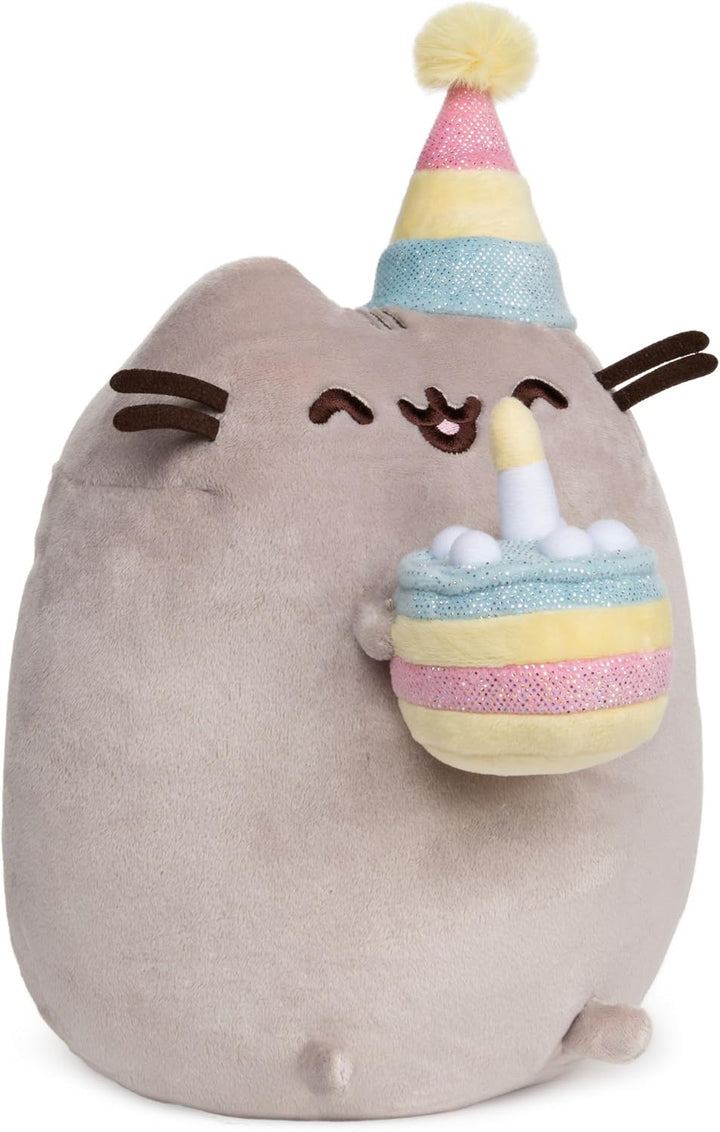 GUND Pusheen - Gato de peluche de pastel de cumpleaños, 9.5 pulgadas