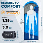 Sacos de Dormir para Adultos, Ultraligeros y Lavables a máquina, a Prueba de Agua para Senderismo, Camping y Mochila, para Clima Cálido y Frío, Esenciales de Camping para Viajar