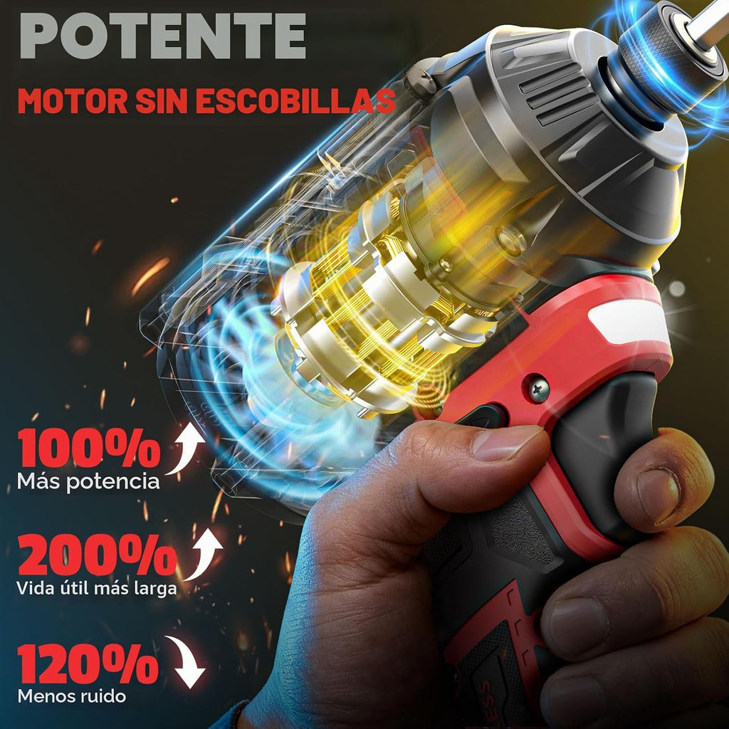 Kit combinado de taladro inalámbrico y destornillador de impacto compatible con Milwaukee 18V