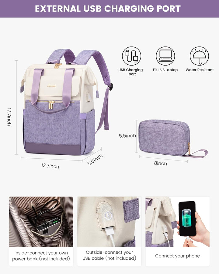 LOVEVOOK Mochila para laptop para mujer, mochila de trabajo convert...