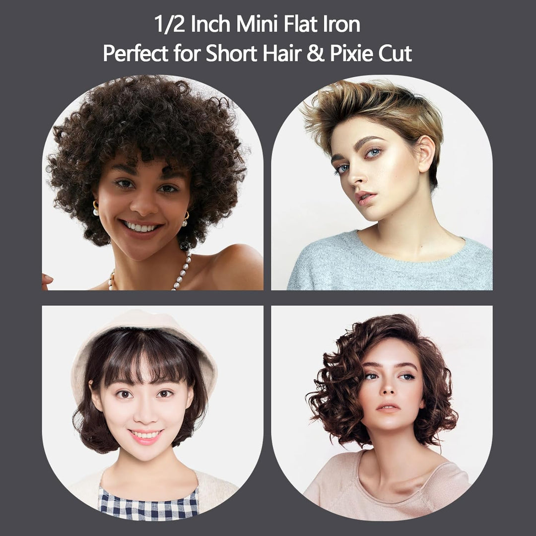 LURA Mini plancha plana para cabello corto, alisador de pelo pequeñ...