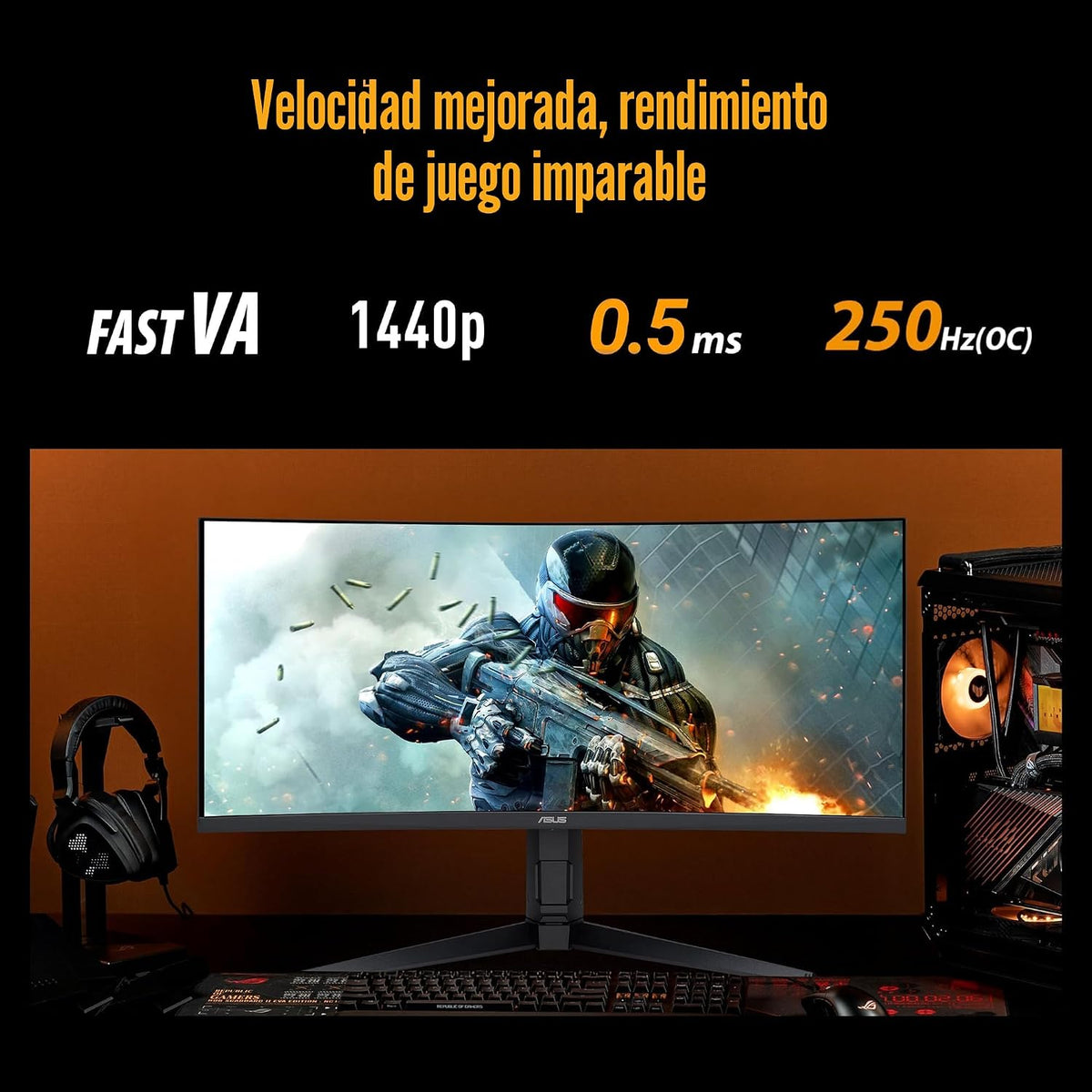 ASUS TUF Gaming - Monitor curvo ultraancho 1440P de 34 pulgadas, 25...