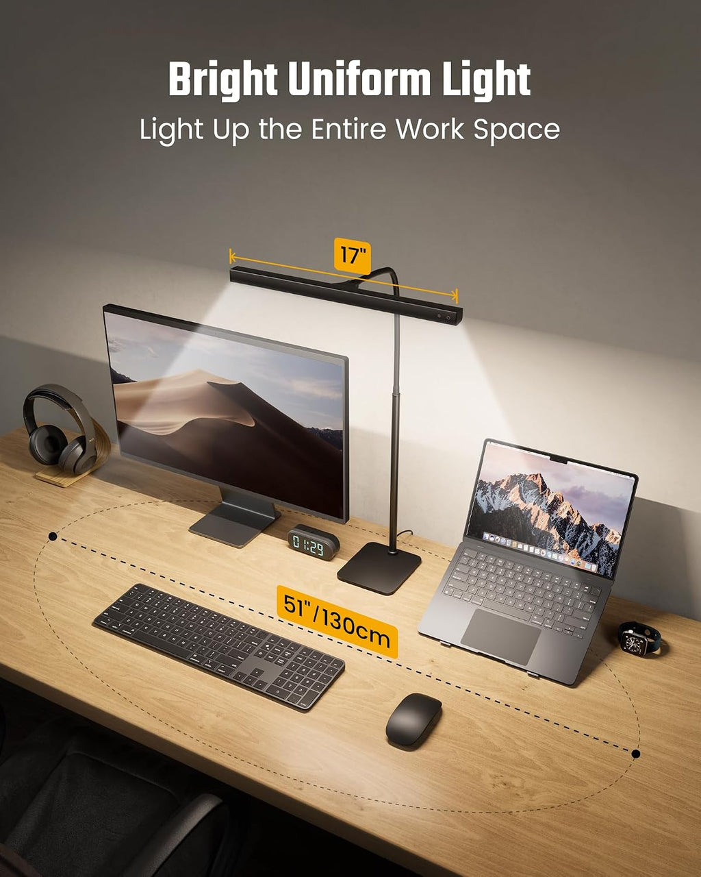 Lámpara SUPERDANNY Lámpara LED de escritorio para el hogar y la oficina, luz para el cuidado de los ojos con base, lámpara de 12W con control táctil, 3 colores, brillo regulable, lámpara de cuello de cisne