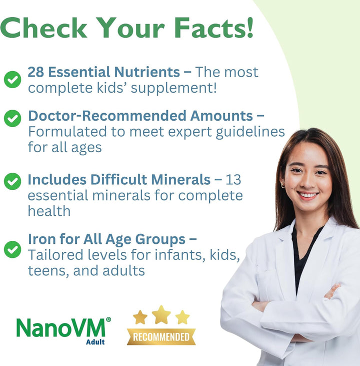 NanoVM Adulto, Suplementos Vitamínicos Libres de Alérgenos, Multivi...