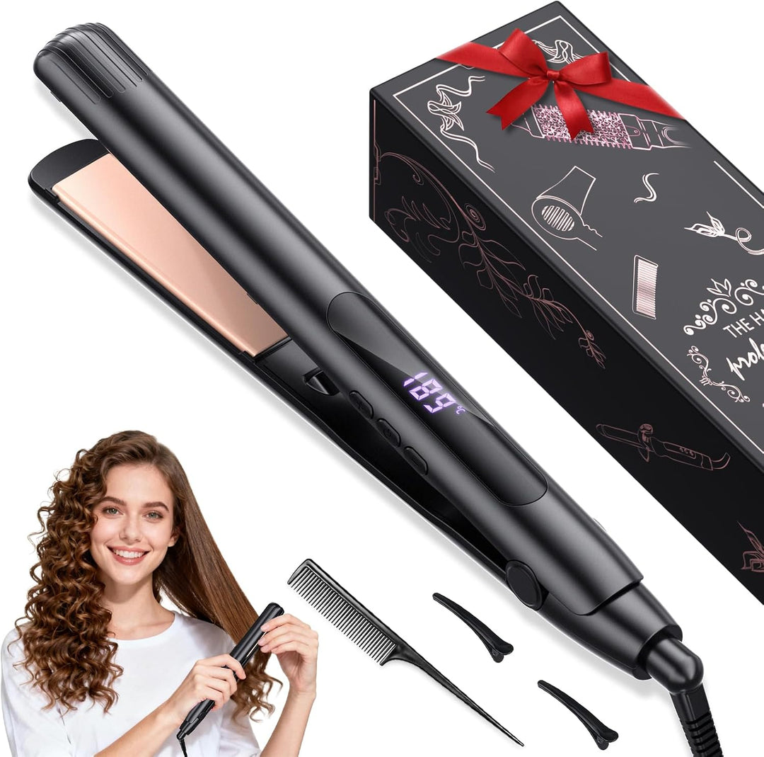 Plancha para el cabello, plancha plana de 1 pulgada de titanio y ce...