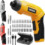 UNIWA - Destornillador eléctrico inalámbrico recargable, taladro eléctrico de 650 RPM, color amarillo