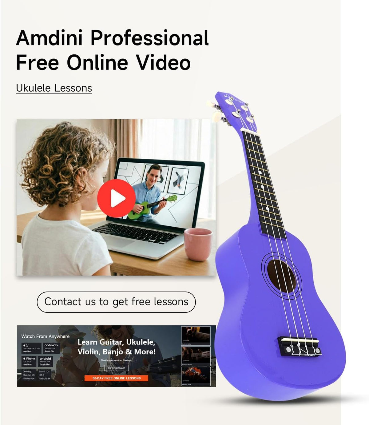 Kit de Ukelele Soprano de 21 Pulgadas para Principiantes de Madera de Tilo para Niños, Adultos y Estudiantes - Mini Guitarra Ukalelee, Paquete con Libro, Bolsa de Concierto, Sintonizador