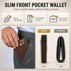 Cartera desplegable para hombre, cartera de piel con bloqueo RFID y tarjetero de aluminio, Marrón, Classic