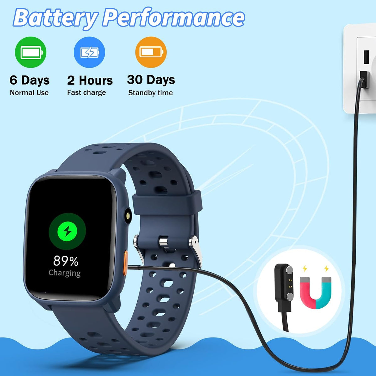 Reloj inteligente, monitor de ritmo cardíaco de 1.83 pulgadas, monitor de sueño, podómetro, despertador, linterna