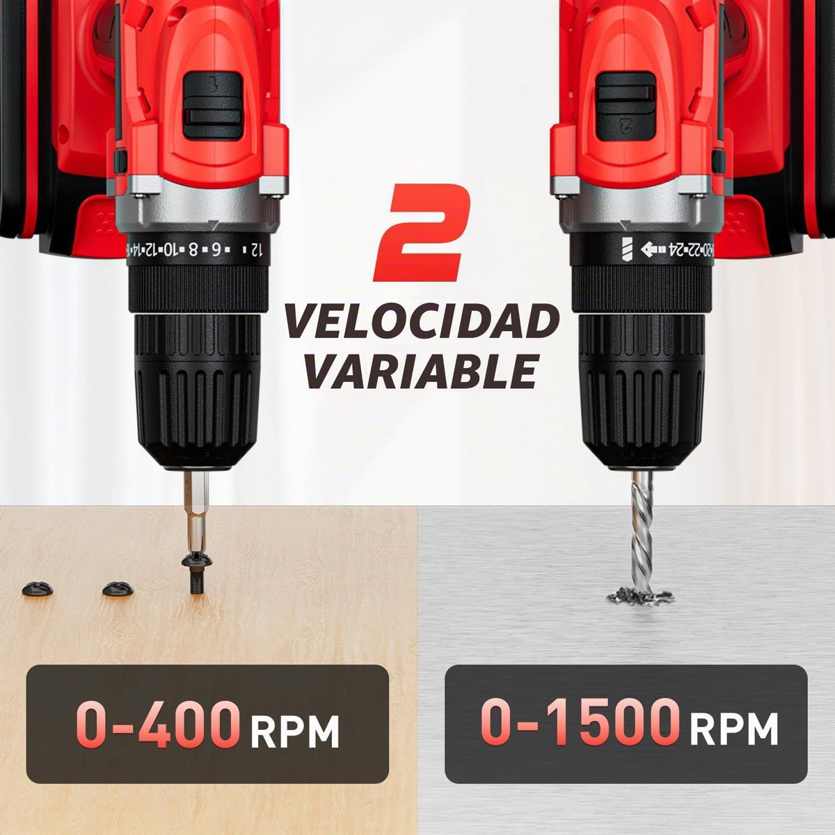 GardenJoy - Juego de taladro inalámbrico de 21 V, con batería y cargador