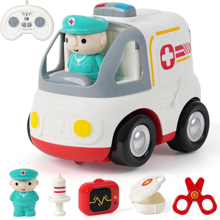 QPOU Auto a control remoto para niños \u2013 Juguete de ambulancia...