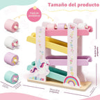 Lehoo Castle Unicorn Wooden Car Ramp Toy para 1 Year Old Girls