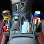 Organizador de espacio para asiento de automóvil, paquete de 2 organizadores multifuncionales para asientos de automóvil, caja de almacenamiento lateral de consola automática con portavasos, 2 ganchos de asiento para bebidas, organizador de automóvil para