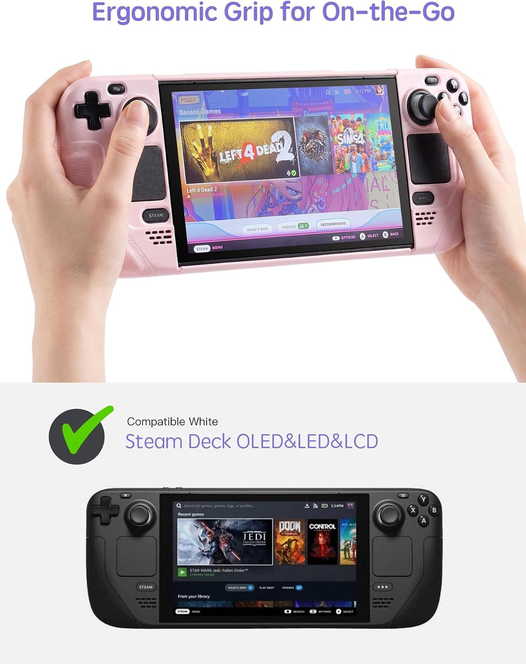 Funda UYIYE para Steam Deck OLED & LCD, Protectora Rosa Divertida con Soporte