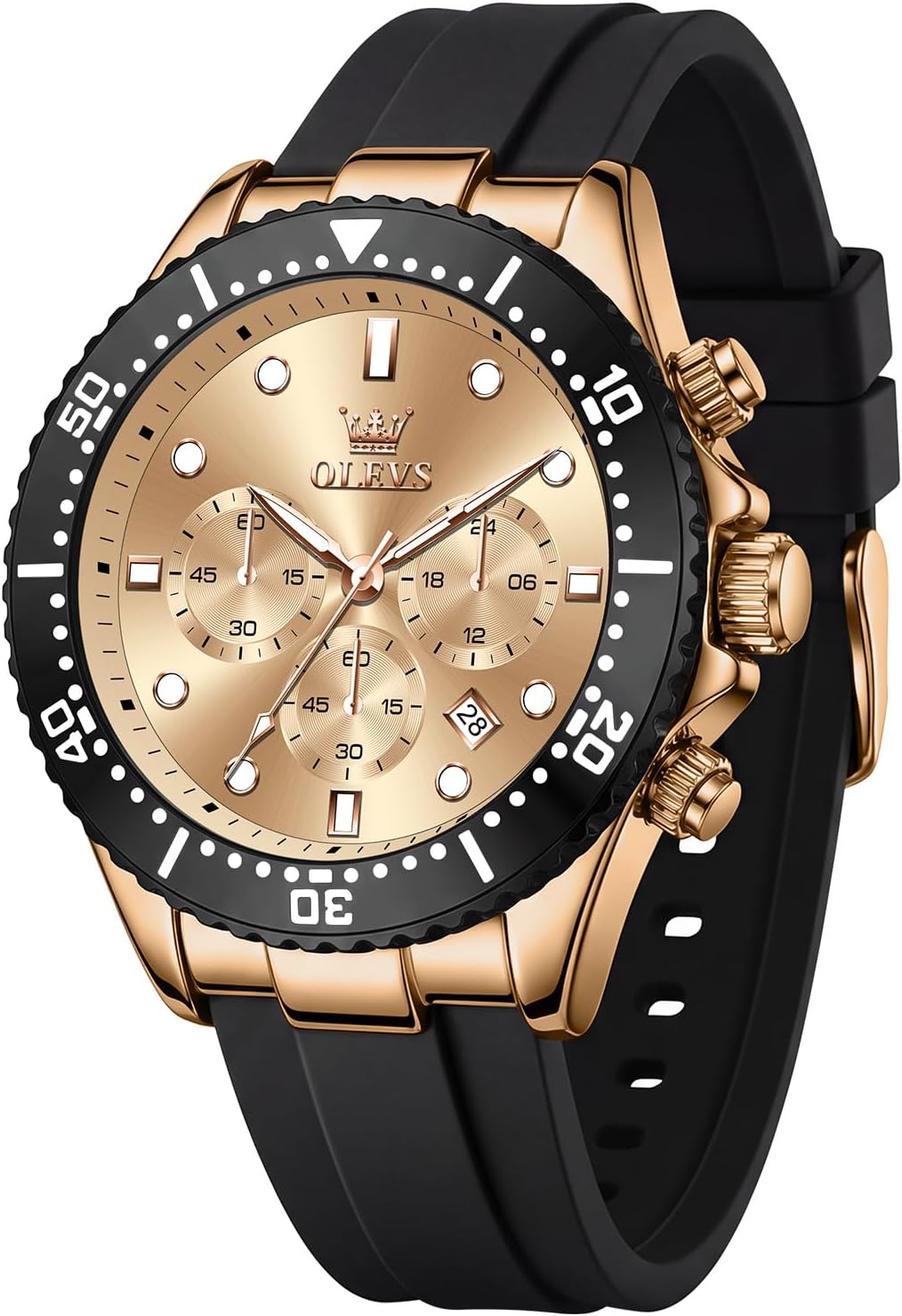 OLEVS Relojes para hombres con correa negra, Reloj cronógrafo profesional para hombres