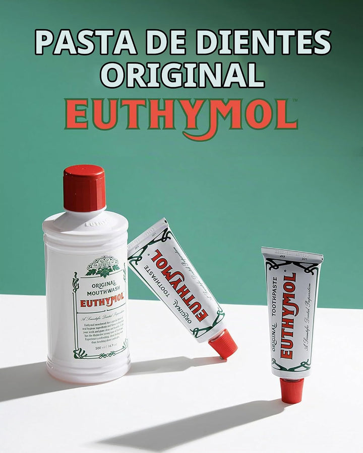EUTHYMOL Pasta de dientes rosa original (3.7 onzas líquidas x 3, pa...