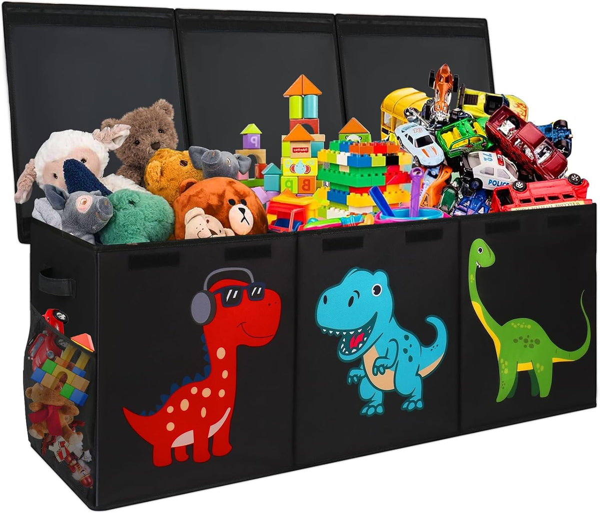 Caja de juguetes Extra Large, cofre de almacenamiento para niños con tapa, 40"x16"x16", negro