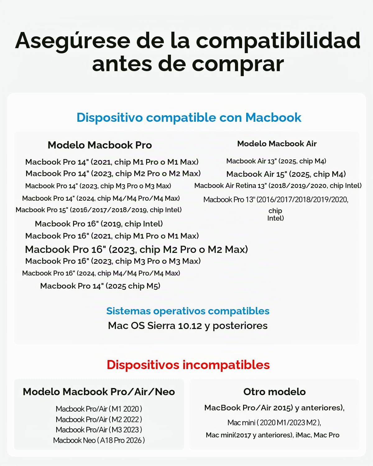Estación de acoplamiento para MacBook Monitor dual 4K@60Hz para MacBook Pro