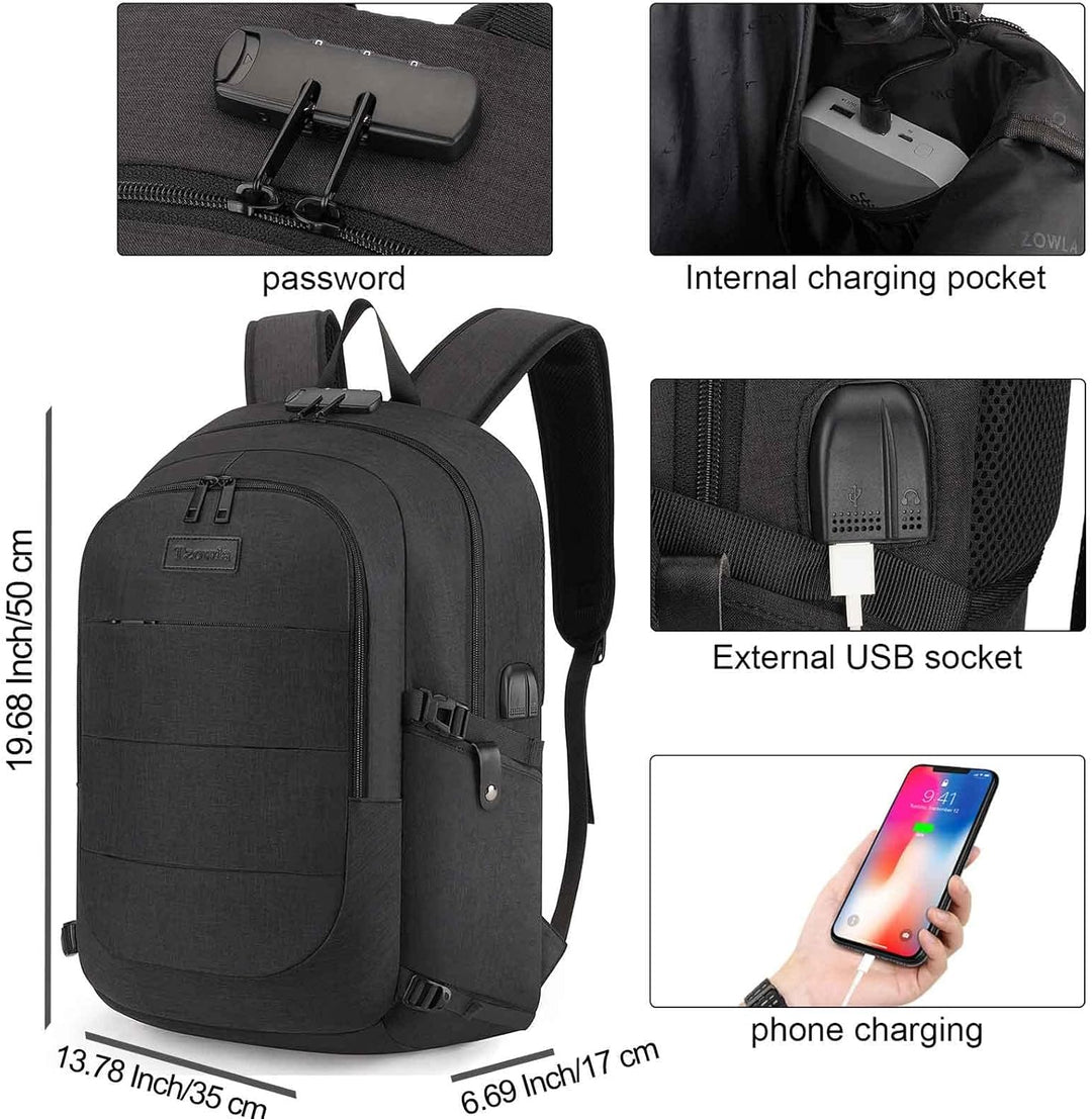 Tzowla, mochila para computadora portátil antirrobo resistente al a...