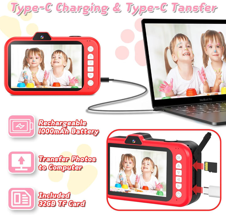 Cámara para niños de CHAKEYAKE, cámara digital para niños pequeños...