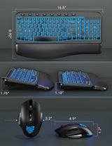 SABLUTE MA12Pro Wave - Teclado inalámbrico y mouse ergonómico, con...