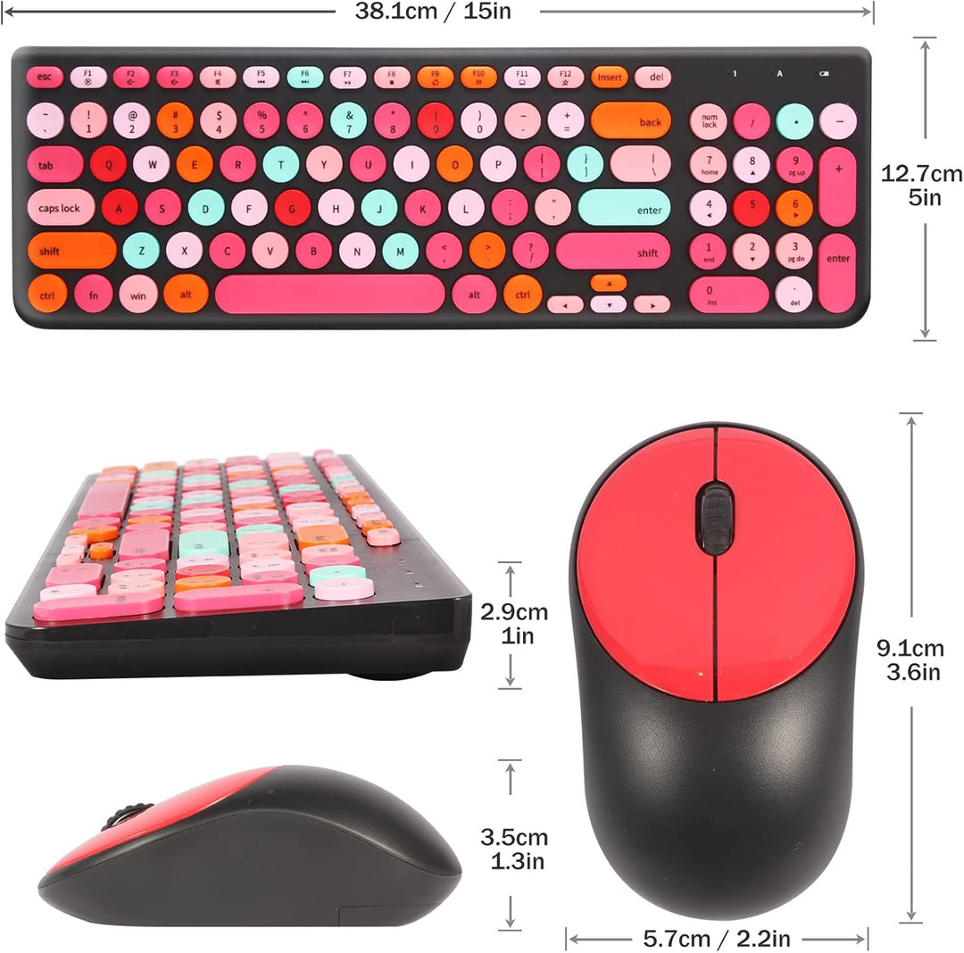 Combo de teclado y mouse inalámbricos, teclado retro de máquina de...
