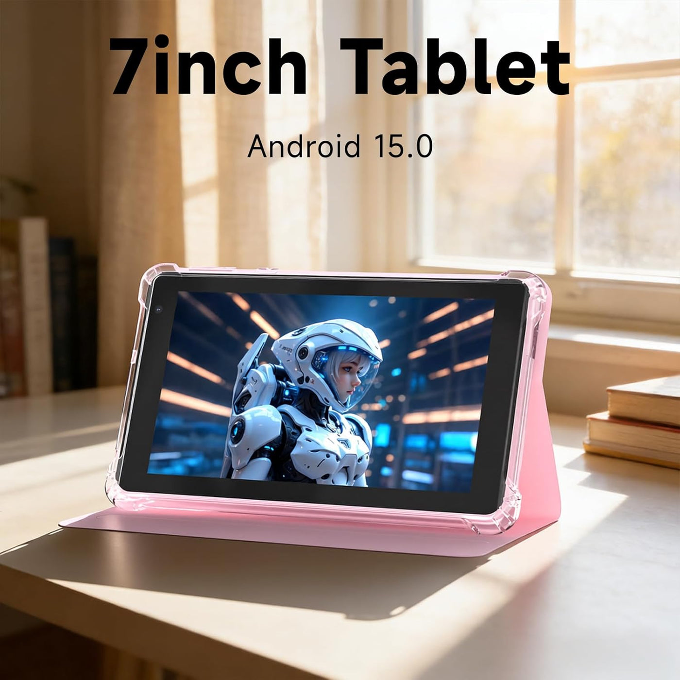 NOVOJOY Tablet de 7 pulgadas con funda, Android 15 Tablet PC, 32 GB...