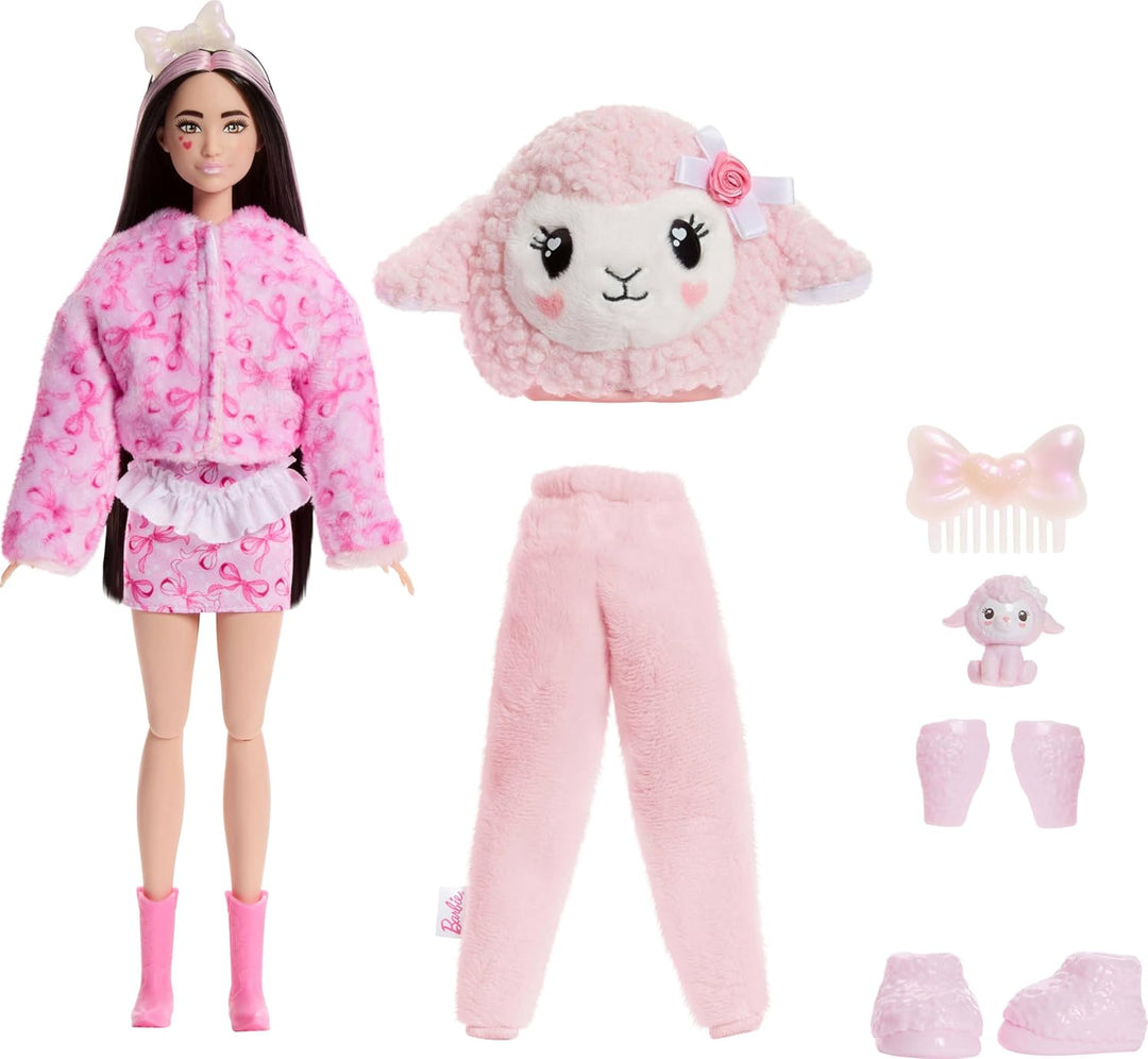 Barbie Cutie Reveal Muñeca y accesorios, Serie Cuddly Cordero con 1...