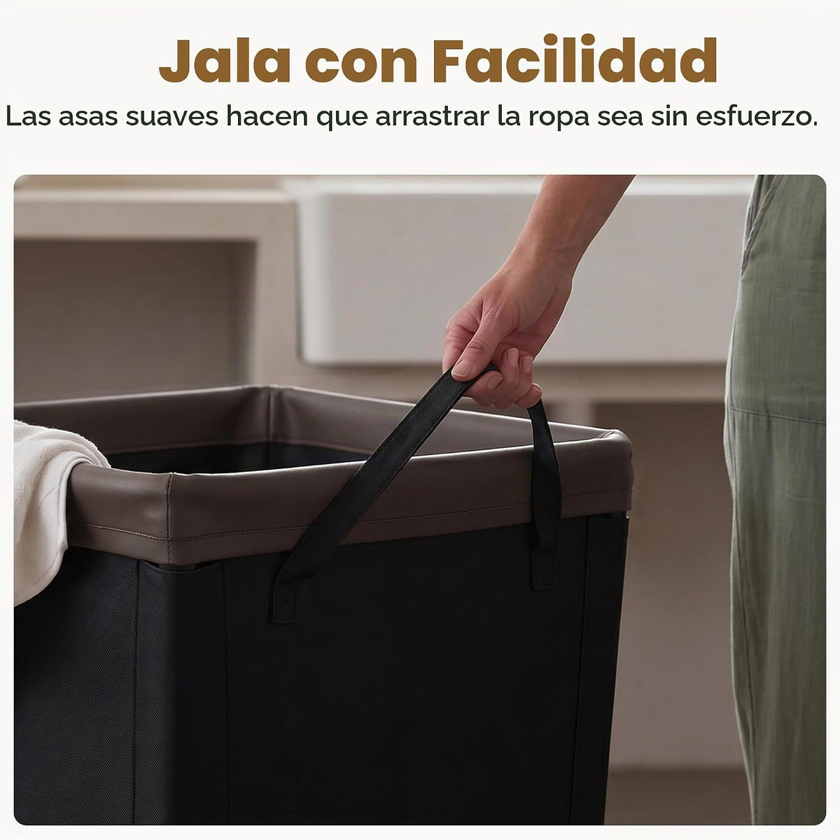 StorageWorks Cesta de lavandería con ruedas, cesta negra enrollable de 160L