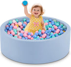 Piscina de bolas de espuma de 35.4 x 11.8 pulgadas para niños pequeños, pelotas redondas para bebés de 1 a 3 años, pelotas de juego para niños y niñas, pelotas no incluidas, azul claro