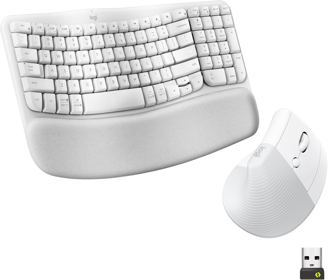 Logitech Wave Keys &amp; Lift Vertical Mouse - Combo de teclado y m...