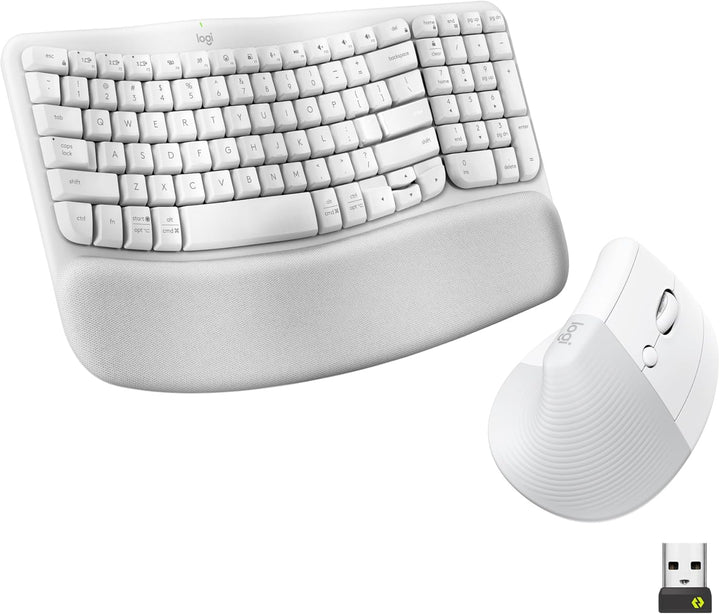 Logitech Wave Keys &amp; Lift Vertical Mouse - Combo de teclado y m...