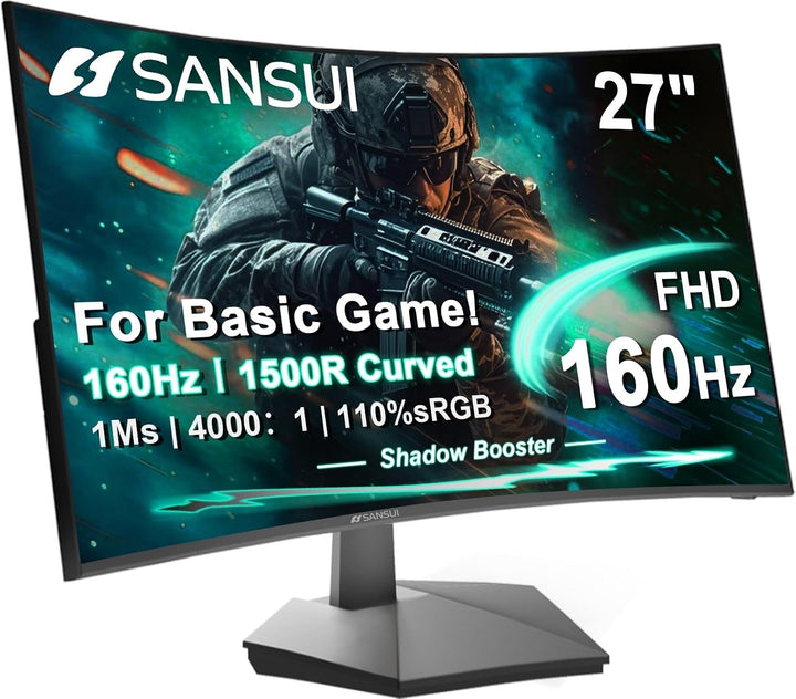 SANSUI 27 pulgadas Curvo 160Hz Monitor para juegos 144Hz FHD 1080P...