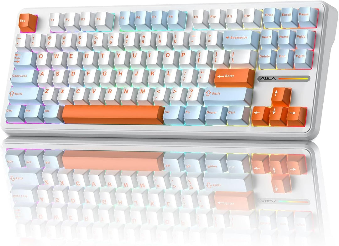 Aula F87 Pro Gaming Keyboard, Tri-Mode BT5.0\/2.4GHz\/USB-C Hot-Swa...