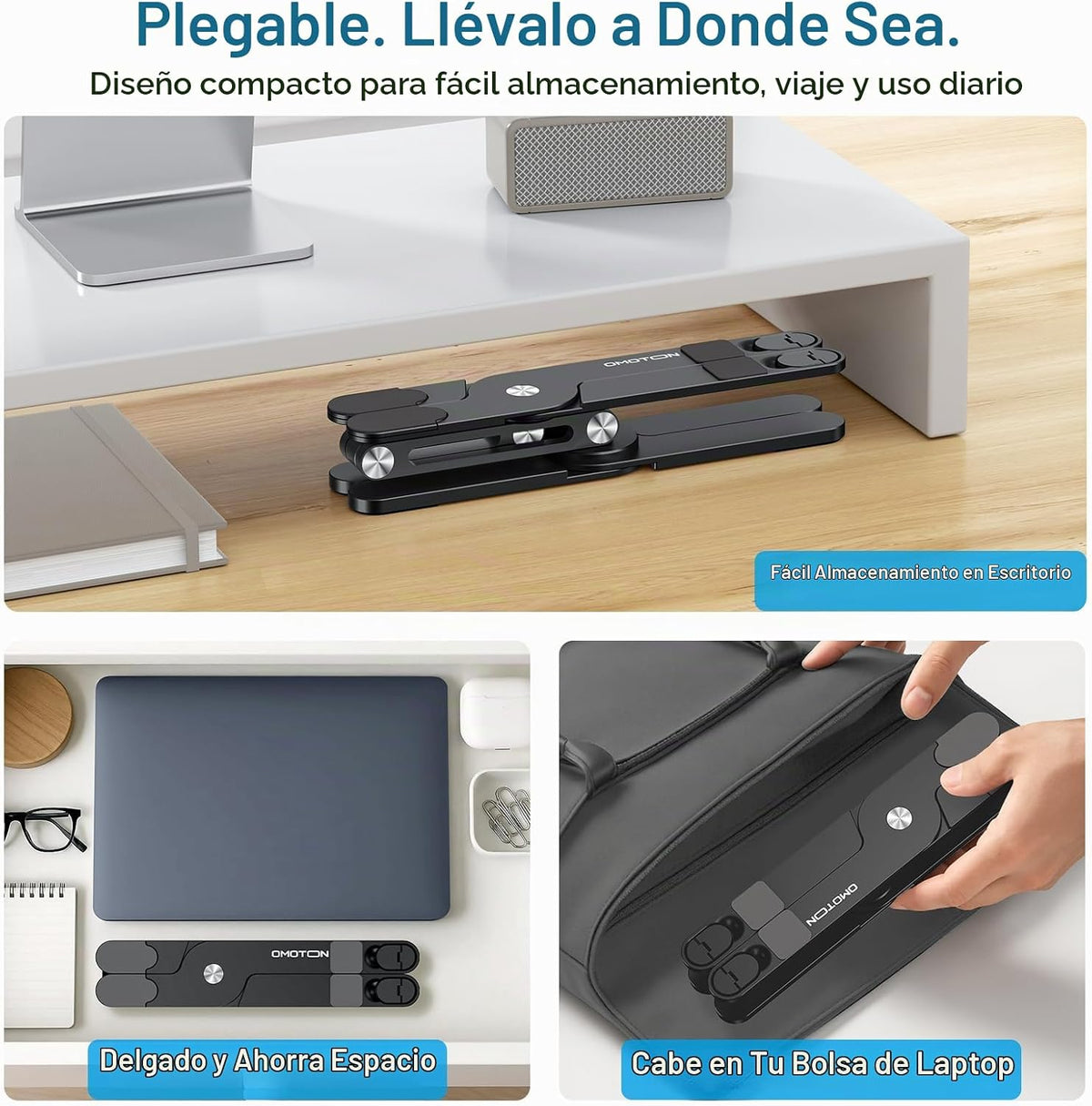 OMOTON LA10 - Soporte giratorio para portátil de 360°, plegable par...