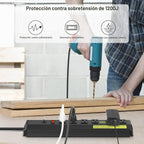 Tira de alimentación de alta resistencia de 20 amperios 4800J, protector de sobretensión de alta amplitud de 6 salidas, tiras de alimentación de 20A para talleres, tomas industriales con amplio