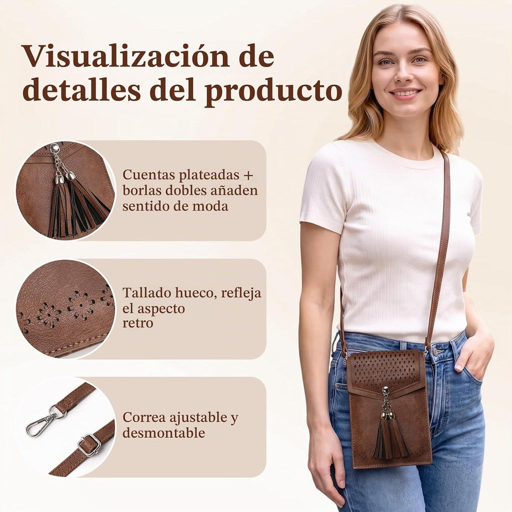 Bolso cruzado pequeño para mujer, bolso tipo cartera con borlas, regalos para niñas adolescentes
