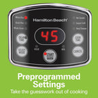 Hamilton Beach Arrocera digital programable y vaporizador de alimentos, 14 tazas cocidas (7 sin cocinar) con cesta de vapor y enjuague, acero inoxidable (37548)