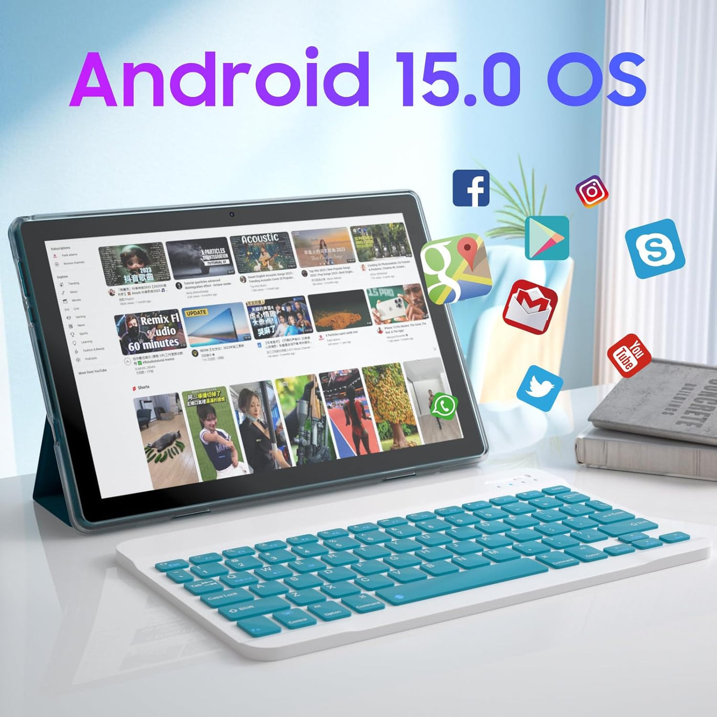RUIQIAI Tableta Android 15, tabletas 2 en 1 de 10 pulgadas con tecl...